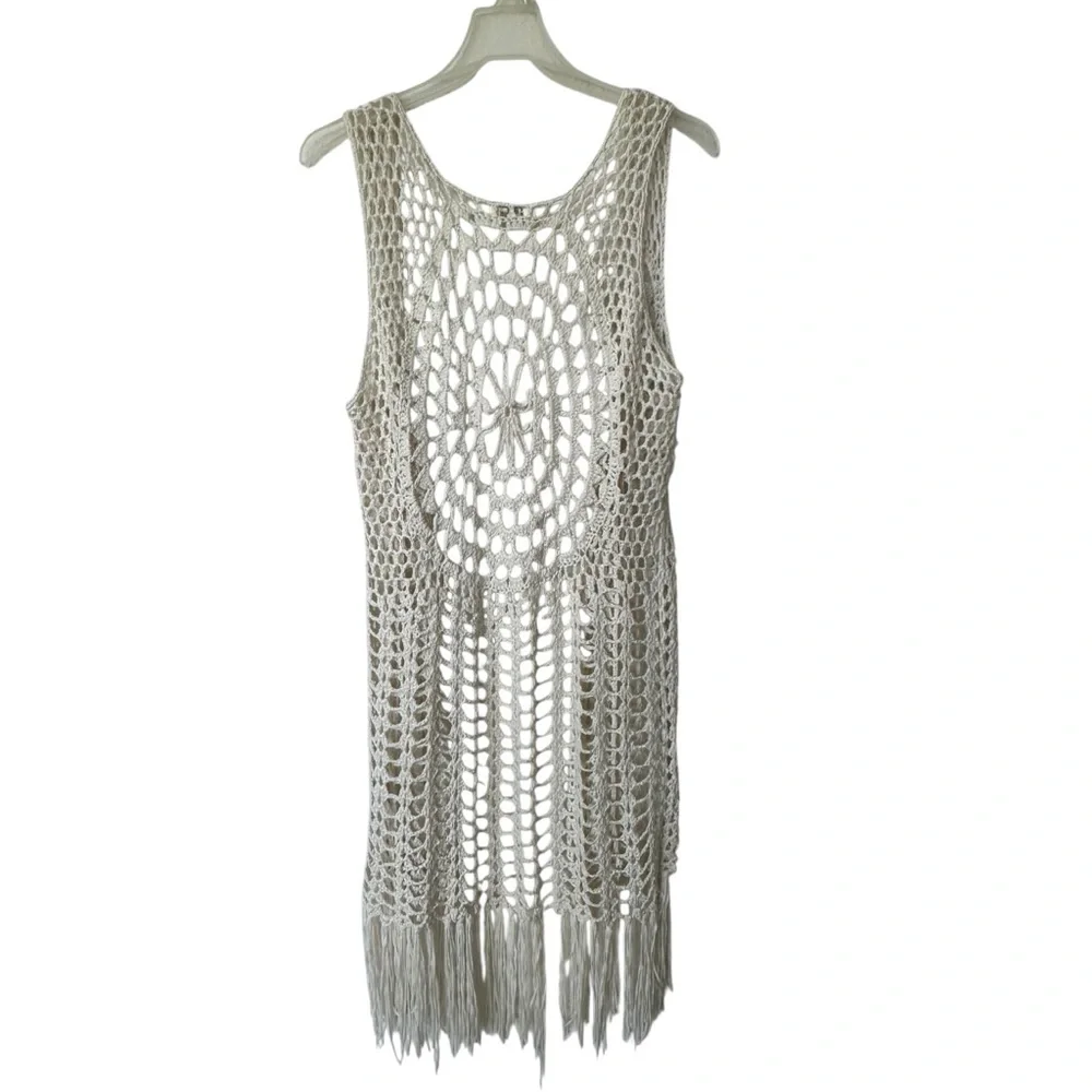Umgee Crochet Fringe Ivory cardigan sweater size L - Picture 2 of 11